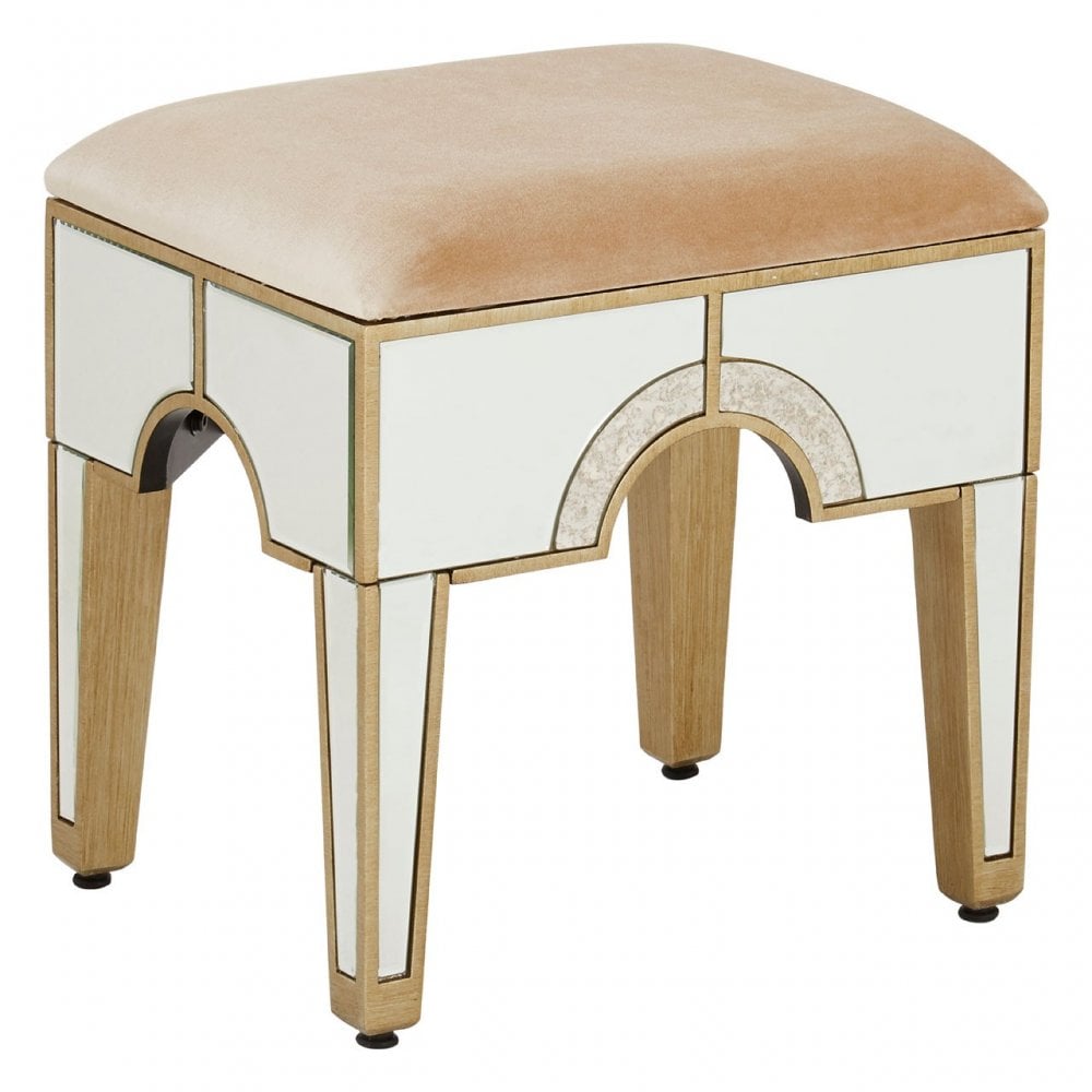 Knigh Stool, Fabric, Mirrored Glass, Champagne