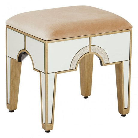 Knigh Stool, Fabric, Mirrored Glass, Champagne