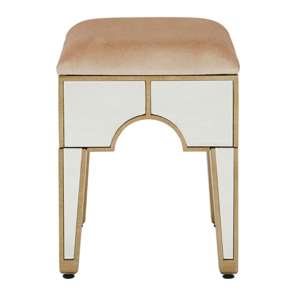 Knigh Stool, Fabric, Mirrored Glass, Champagne