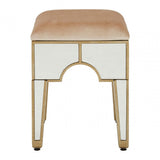 Knigh Stool, Fabric, Mirrored Glass, Champagne