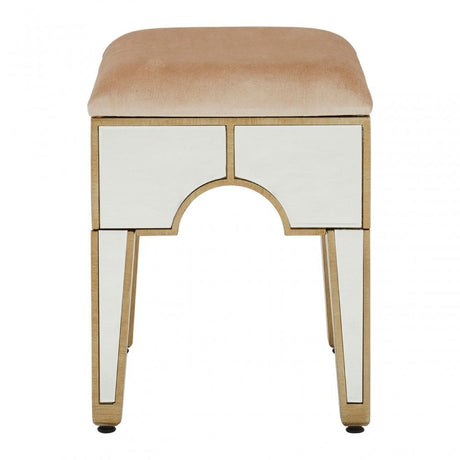Knigh Stool, Fabric, Mirrored Glass, Champagne
