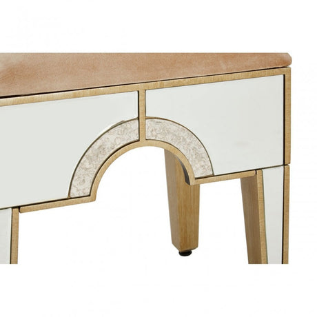 Knigh Stool, Fabric, Mirrored Glass, Champagne