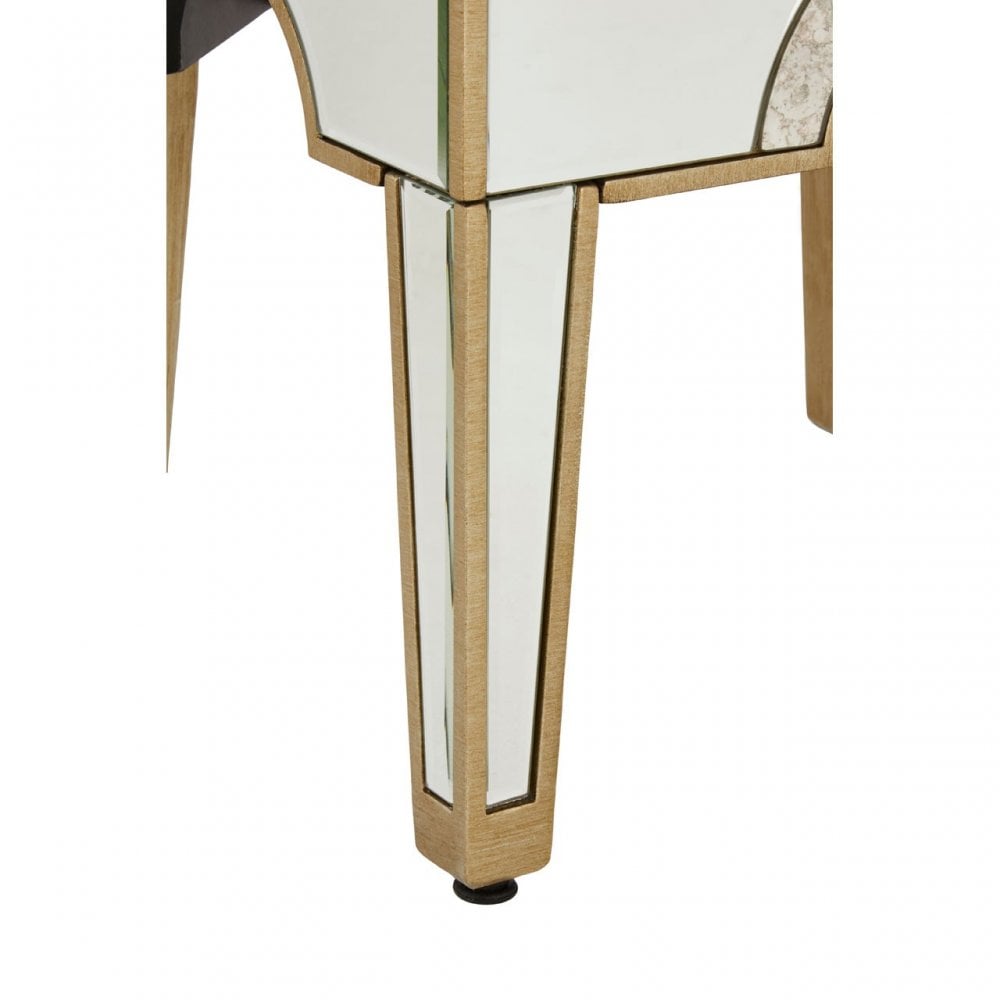 Knigh Stool, Fabric, Mirrored Glass, Champagne