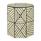 Hassa Ivory & Black Stool, Wood, Resin, Black