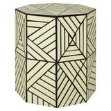 Hassa Ivory & Black Stool, Wood, Resin, Black