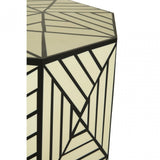 Hassa Ivory & Black Stool, Wood, Resin, Black