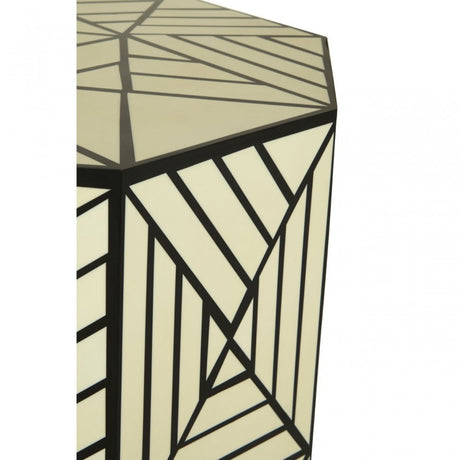 Hassa Ivory & Black Stool, Wood, Resin, Black