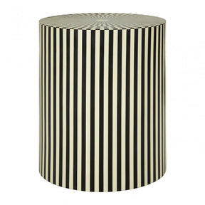 Hassa Ivory / Black Cylinder Stool, Wood, Resin, Black