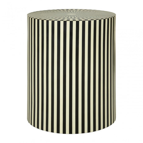 Hassa Ivory / Black Cylinder Stool, Wood, Resin, Black