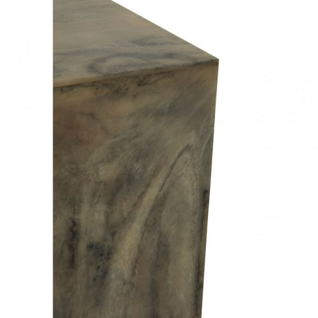 Rosado Faux Marble Stool, Wood, Resin, White