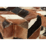 Safira Natural Patchwork Pouffe, Leather, Thermocol Beens, Multi-Coloured
