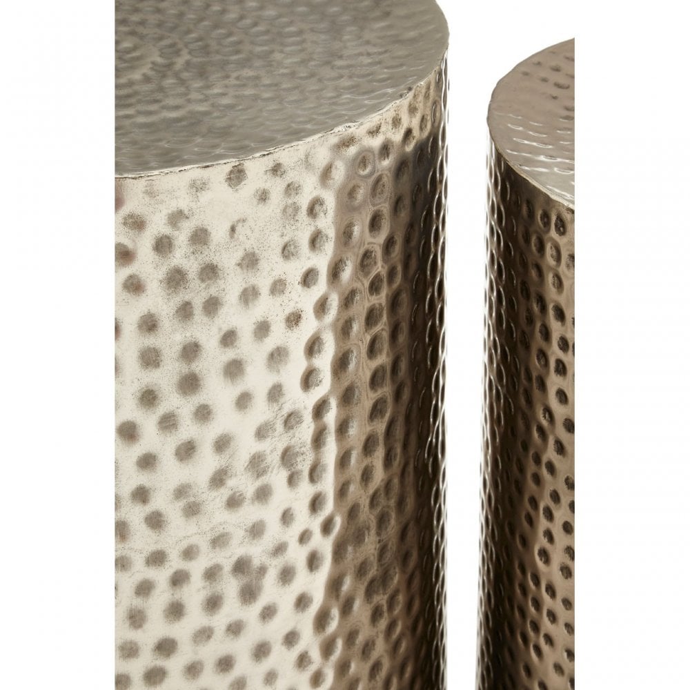 Hamish Antique Nickel Finish Iron Stools, Iron, Silver
