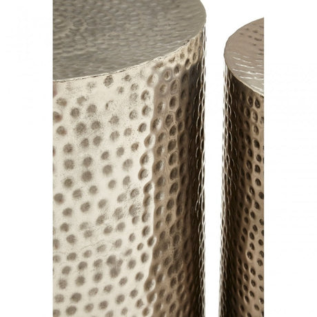 Hamish Antique Nickel Finish Iron Stools, Iron, Silver