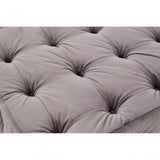 Stella Grey Velvet Button Tufted Footstool, Foam, Plywood, Wood, Grey