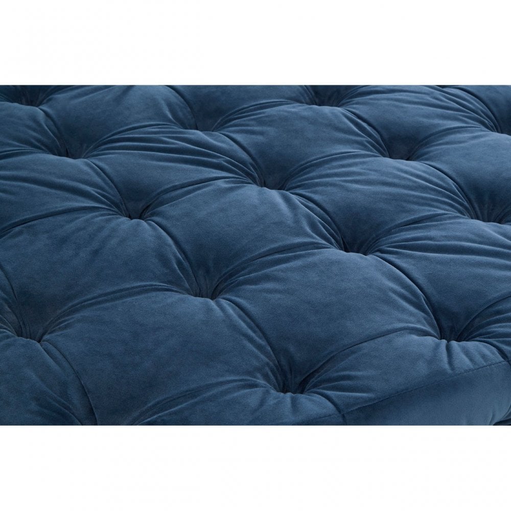Stella Midnight Velvet Button Footstool, Foam, Plywood, Wood