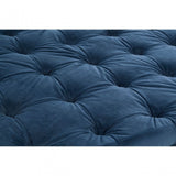 Stella Midnight Velvet Button Footstool, Foam, Plywood, Wood