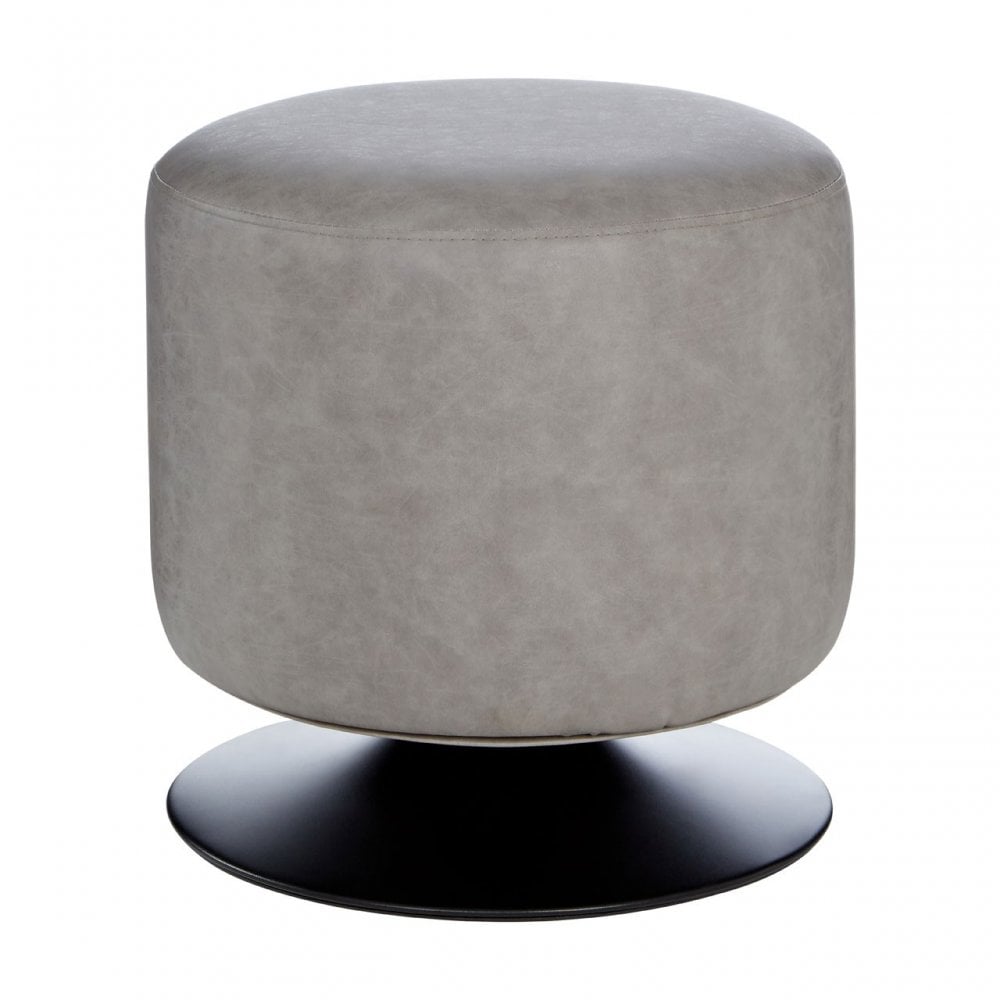 Dalston Vintage Ash Cylinder Footstool, Grey
