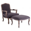 Rococo Chair & Footstool, Birchwood, Linen Mix, Grey