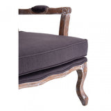 Rococo Chair & Footstool, Birchwood, Linen Mix, Grey