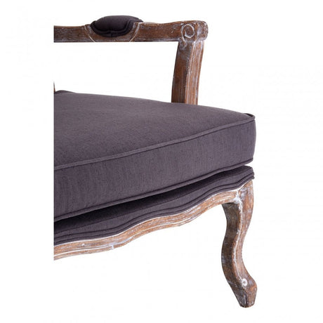 Rococo Chair & Footstool, Birchwood, Linen Mix, Grey