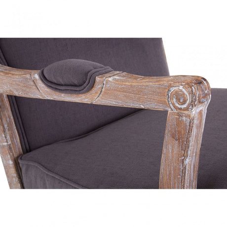 Rococo Chair & Footstool, Birchwood, Linen Mix, Grey