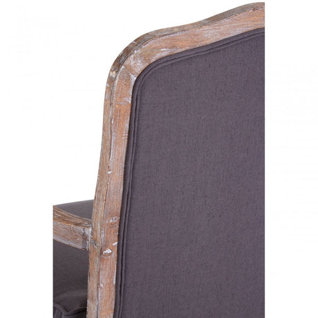 Rococo Chair & Footstool, Birchwood, Linen Mix, Grey