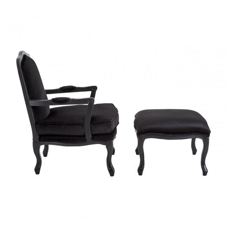 Rococo Chair & Footstool, Birchwood, Black