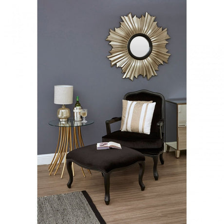Rococo Chair & Footstool, Birchwood, Black