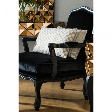 Rococo Chair & Footstool, Birchwood, Black