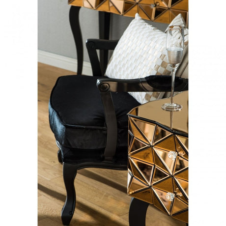 Rococo Chair & Footstool, Birchwood, Black