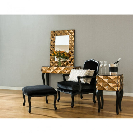 Rococo Chair & Footstool, Birchwood, Black