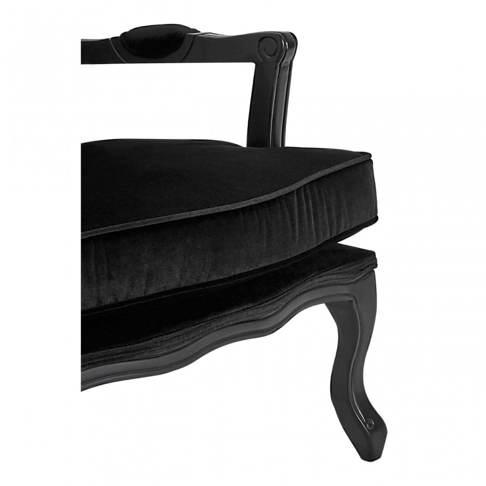 Rococo Chair & Footstool, Birchwood, Black