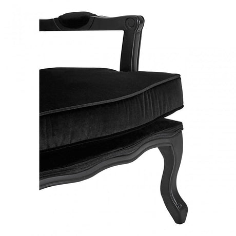 Rococo Chair & Footstool, Birchwood, Black