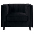 Farah Black Velvet Chair, Eucalyptus Wood, Sponge, Wood, Black