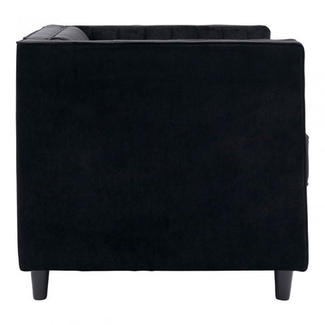 Farah Black Velvet Chair, Eucalyptus Wood, Sponge, Wood, Black