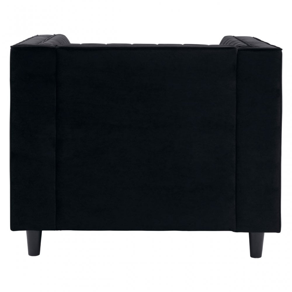 Farah Black Velvet Chair, Eucalyptus Wood, Sponge, Wood, Black