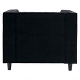 Farah Black Velvet Chair, Eucalyptus Wood, Sponge, Wood, Black