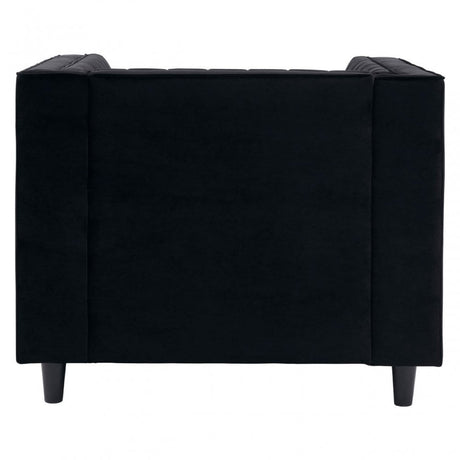 Farah Black Velvet Chair, Eucalyptus Wood, Sponge, Wood, Black