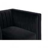 Farah Black Velvet Chair, Eucalyptus Wood, Sponge, Wood, Black