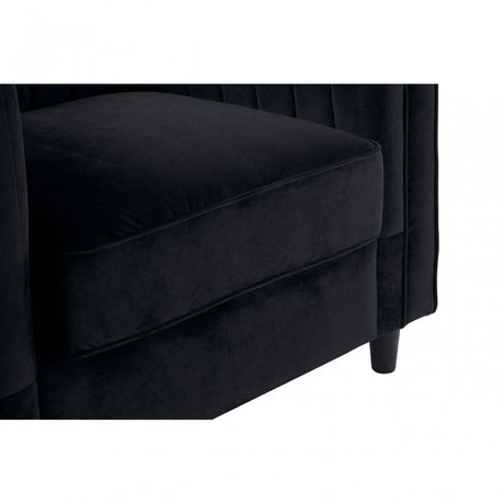 Farah Black Velvet Chair, Eucalyptus Wood, Sponge, Wood, Black