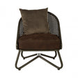 Ranch Foundry Style Chair with Curved Legs, Iron, Sponge, Brown