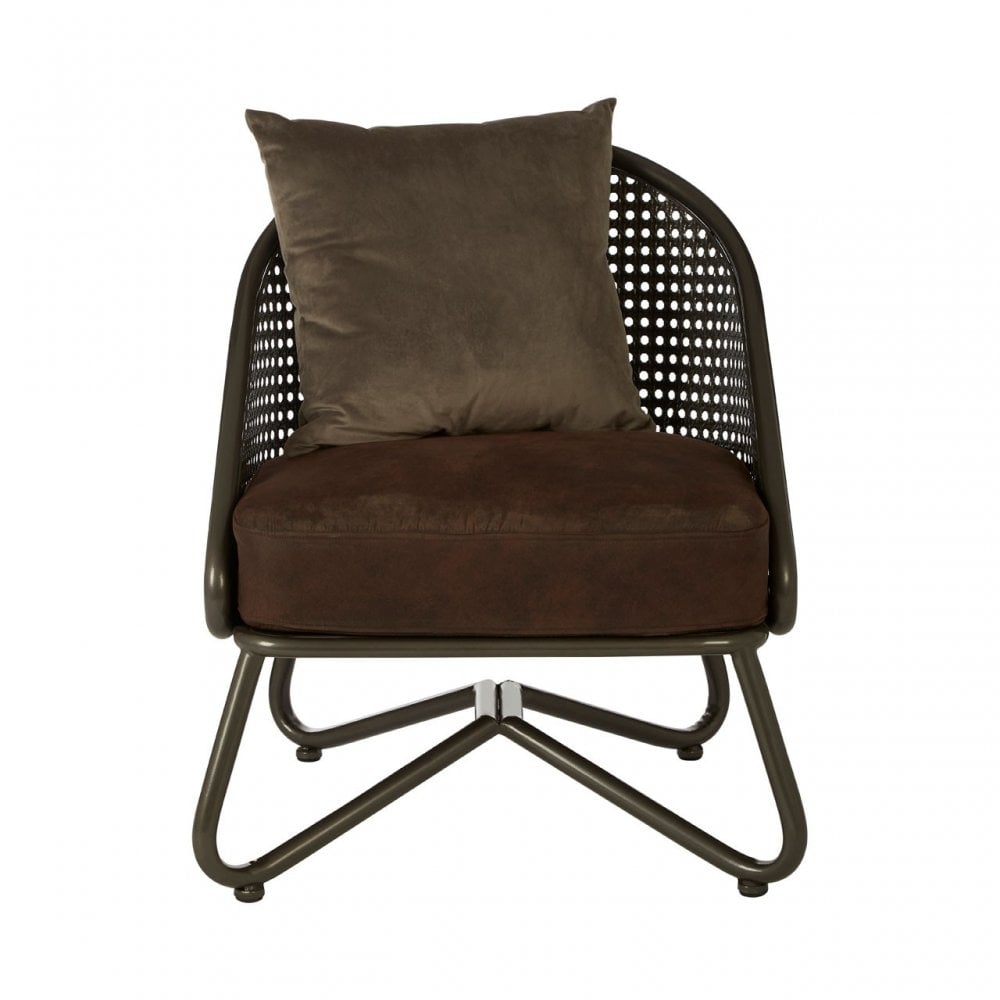 Ranch Foundry Style Chair with Curved Legs, Iron, Sponge, Brown