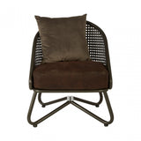 Ranch Foundry Style Chair with Curved Legs, Iron, Sponge, Brown