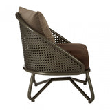 Ranch Foundry Style Chair with Curved Legs, Iron, Sponge, Brown