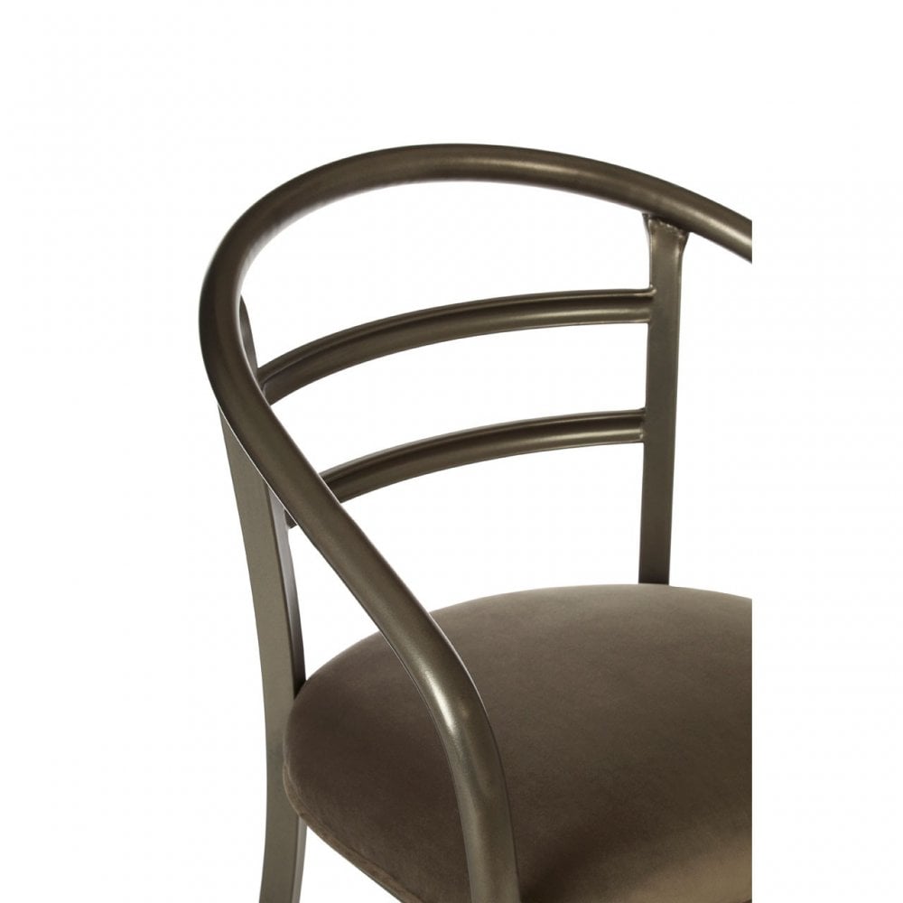 Ranch Foundry Style Armchair with Curved Backrest, Iron, Sponge, Brown
