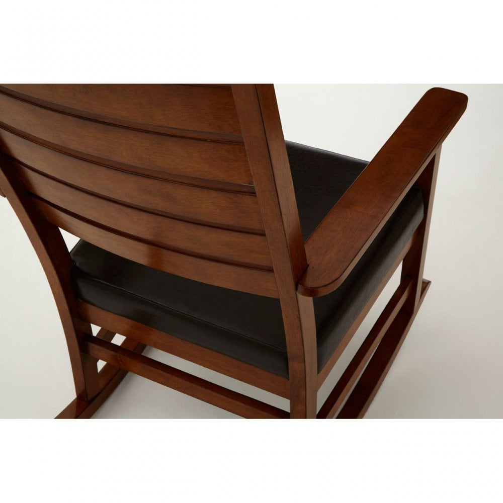 Relax Rocking Chair, Leather, Rubberwood, Brown