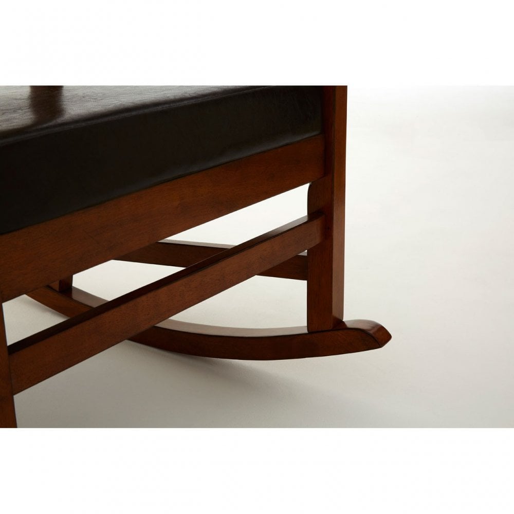 Relax Rocking Chair, Leather, Rubberwood, Brown