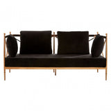 Donal 2 Seat Rose Gold Lattice Arms Sofa, Steel, Velvet, Rose Gold