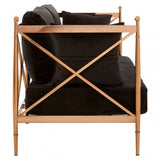 Donal 2 Seat Rose Gold Lattice Arms Sofa, Steel, Velvet, Rose Gold