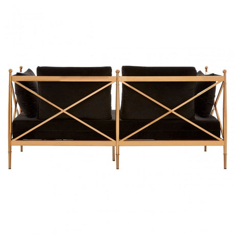Donal 2 Seat Rose Gold Lattice Arms Sofa, Steel, Velvet, Rose Gold